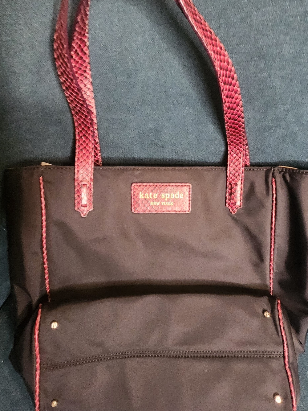 NEW kate spade black tote with red trim and straps